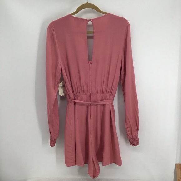 Altar’d State Women’s Belted Romper L/S Pink Salmon Casual Spring NWT Size L - Picture 2 of 9